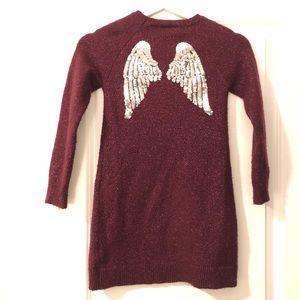 Girls Sequin Angel Wing Sweater Dress